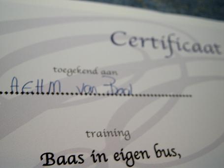 Certificaat van de training.